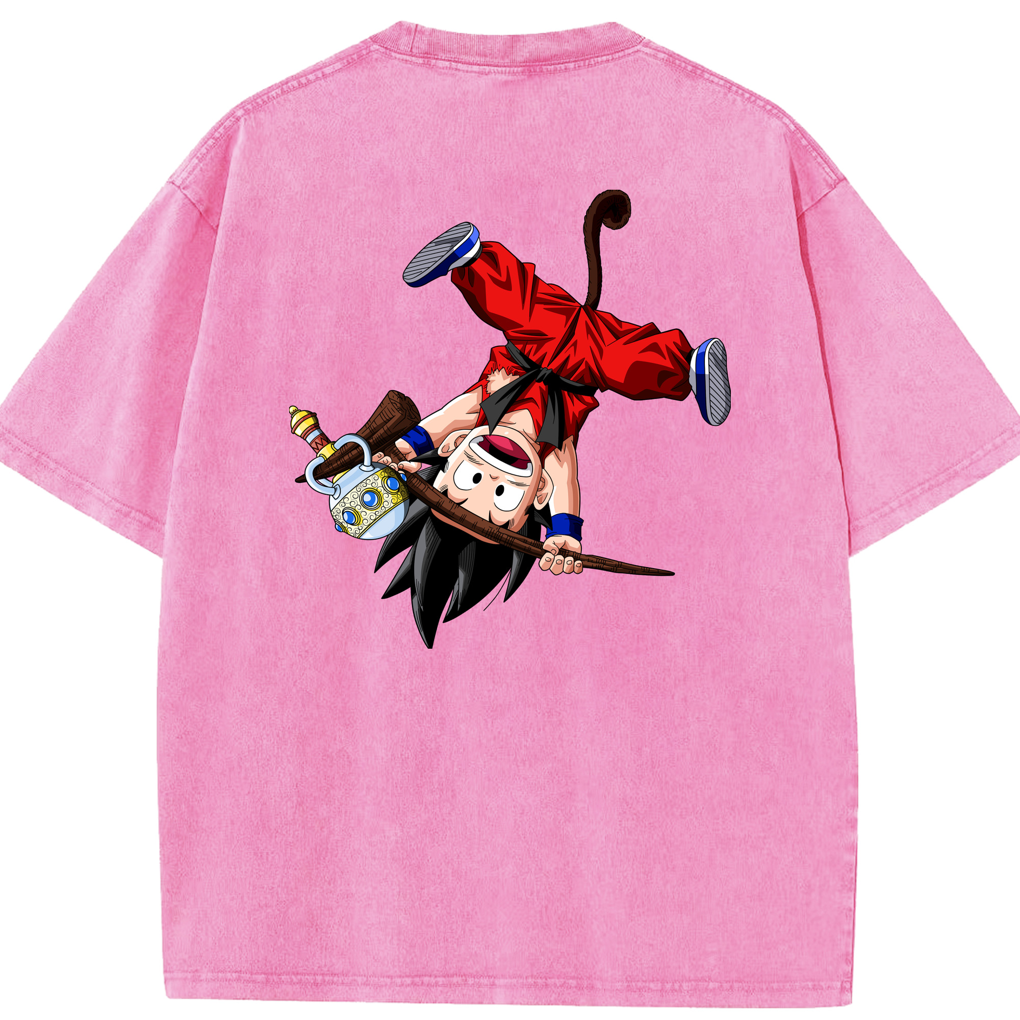 （画像用） ドラゴンボール 孫悟空（そん ごくう）Son Goku カカロット DRAGON BALL Kakarotto 綿100% ヴィンテージ風 半袖Tシャツ（背面プリント）
